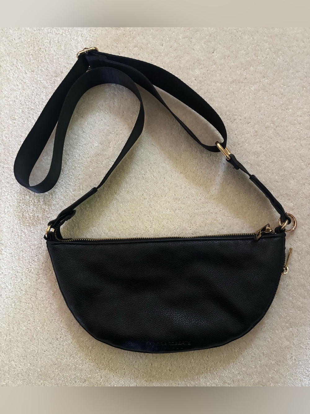 Sondra Roberts Squared Leather Crescent Crossbody Shoulder Bag